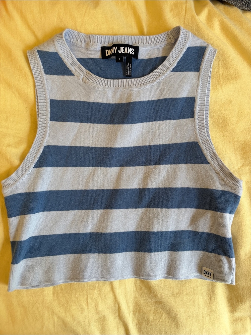 DKNY Striped Sleeveless Knit Tank - Blue & Light Blue